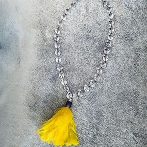 Crystal and feather necklace